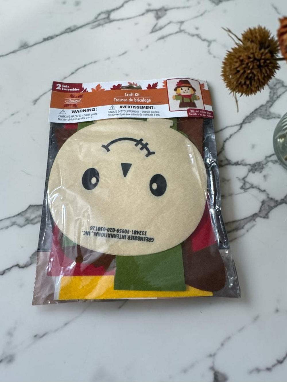 Seasonal Collection 2 Set Fall Scarecrow Felt Craft Kit NIP